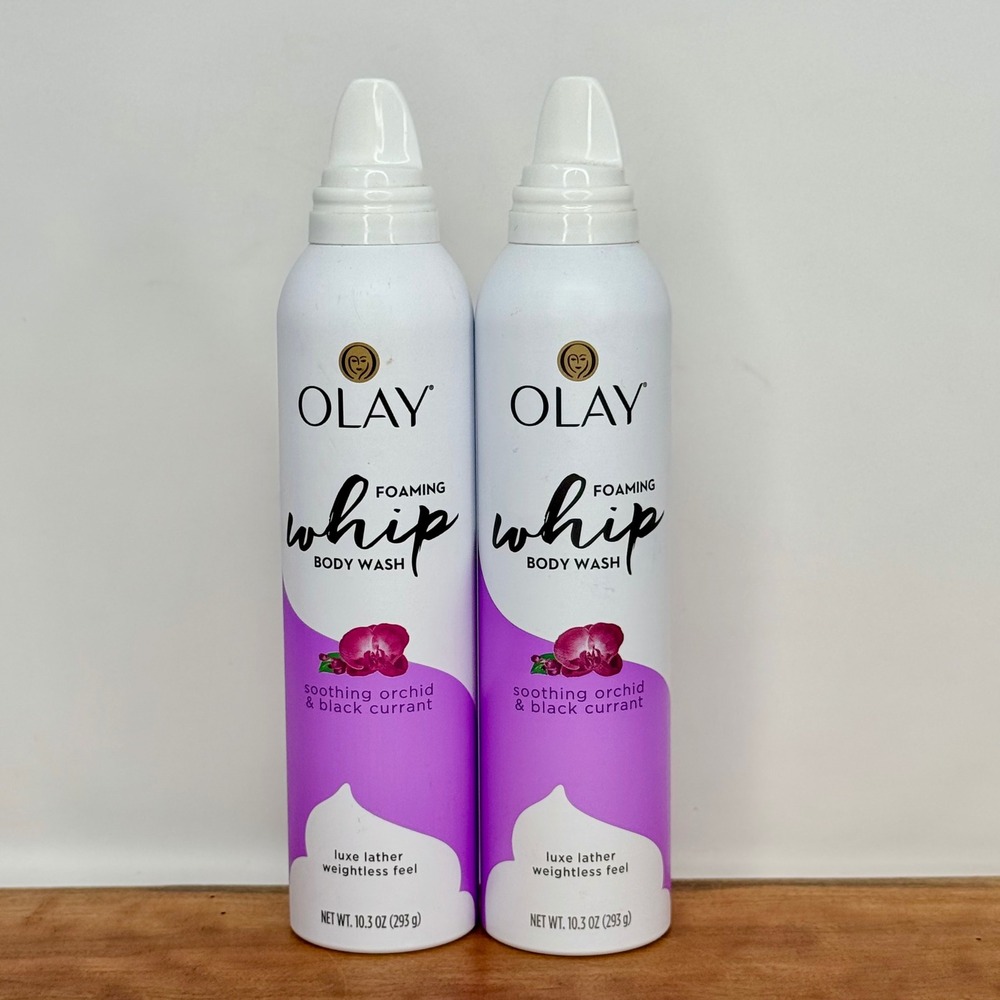 2 Olay Foaming Whip Body Wash Soothing Orchid & Black Currant Large 10.3oz